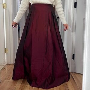 vtg 90s wine red maxi special occasion full taffeta skirt petticoat size 4‎